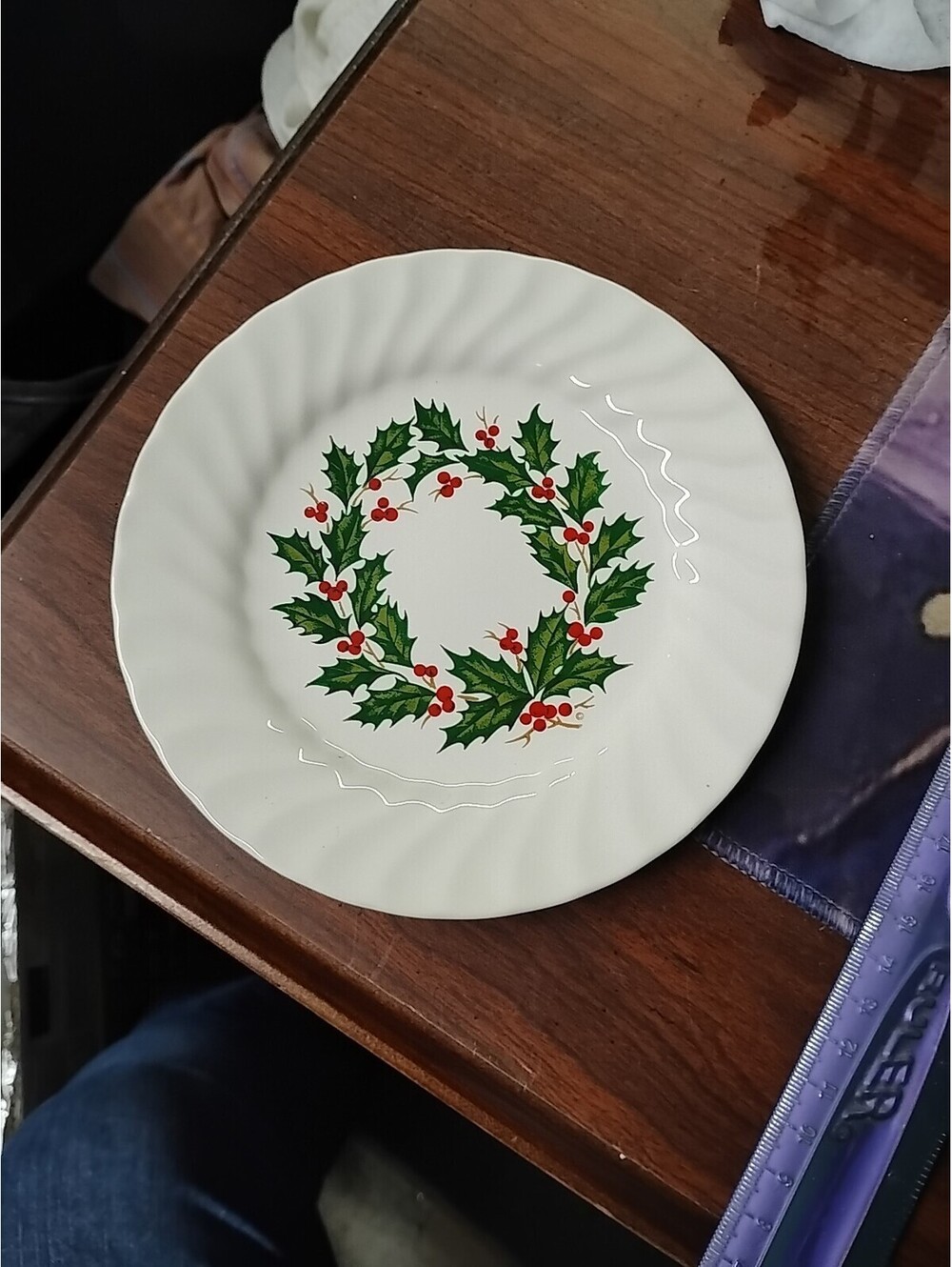 Vintage Scio Japan Desert Plate 6.25" Holly berry Wreath Replacement